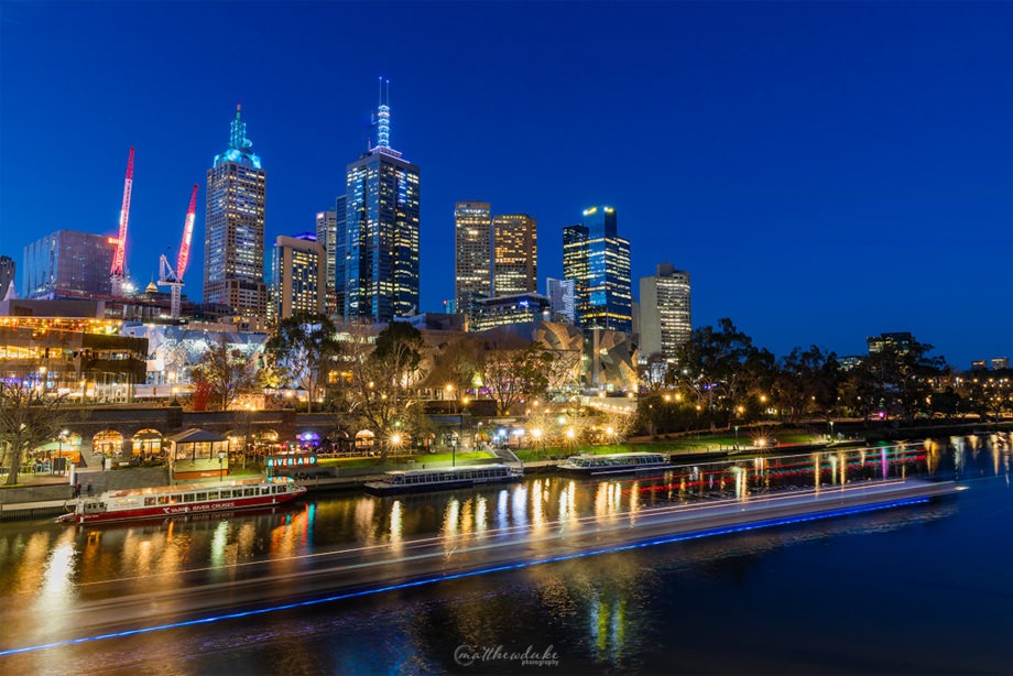 City Lights - Melbourne Federation Square Yarra River Night Lights
